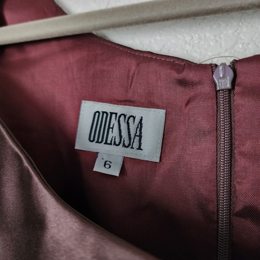 ODESSA Satin column Maxi Dress Brown Square‎ Neck Minimal 90s Formal 6 - Picture 6 of 11